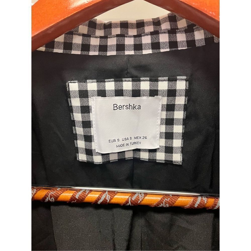Bershka Black & White Gingham  Open Front Blazer Jacket sz S NWOT - Picture 2 of 7